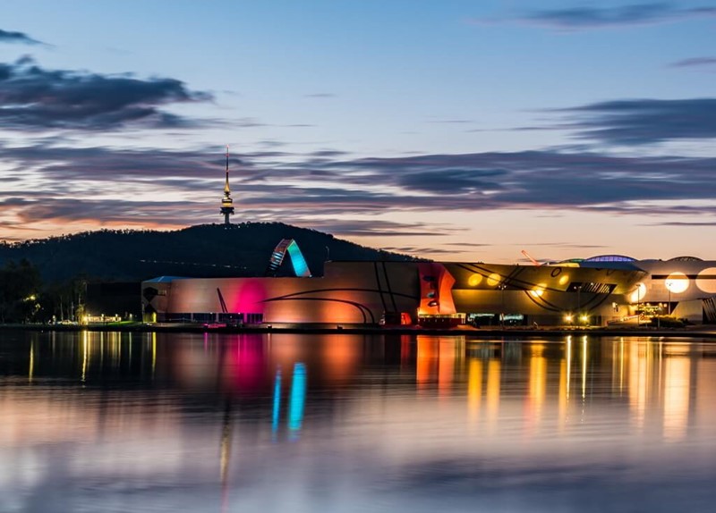 River bright neon lights
